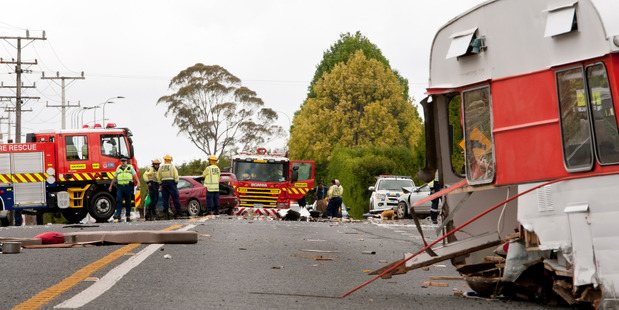 A car collided first with the caravan, then the car following, killing both drivers. Photo / Malcolm Pullman