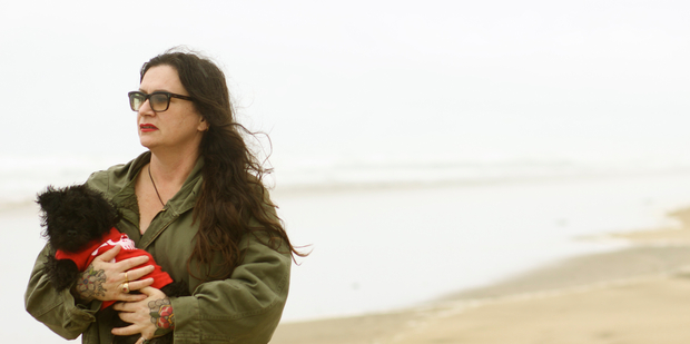 Fiona Pardington on Baylys Beach. Photo / Kelly Ana Morey.