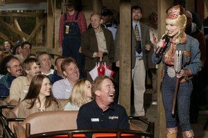 Parton at Dollywood, the theme park she opened in Pigeon Forge, Tennessee. Photo / AP