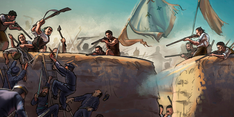 The battle of Rangiriri. (New Zealand Historic Places Trust, see thewaikatowar.co.nz)