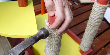 Step 2, wrap rope around post. Photo / Michael Craig