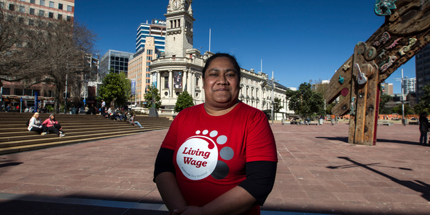 Lesieli Moua, one of Auckland Council cleaners paid below the living wage. Photo / Michael Craig