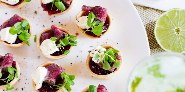 Venison tarts. Bastide glasses from Republic. White side plates from Father Rabbit. Photo / Babiche Martens.