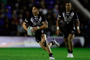 Shaun Johnson (L) of New Zealand in action. Photo / Getty Images