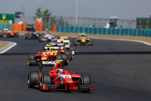 Mitch Evans tests for the GP2 team Russian Time at the Yas Marina circuit in Abu Dhabi this week. Picture / GP2 Media