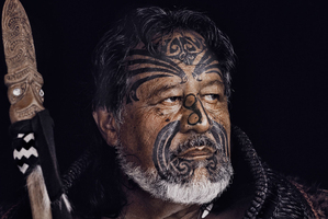 Pita Sharples in full tribal regalia. Photo / Jimmy Nelson