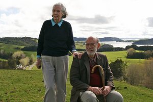 Pierre and Jackie Chatelanat on their Atiu Creek Farm situated on the Kaipara Harbour. Photo / Bruce Tupp