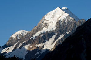Aoraki Mt Cook as viewed from the Hermitage Hotel in Mt Cook village. Photo / Simon Baker
