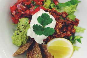 Little Bird's raw Mexican feast with sour cream and guacamole. Photo / Supplied