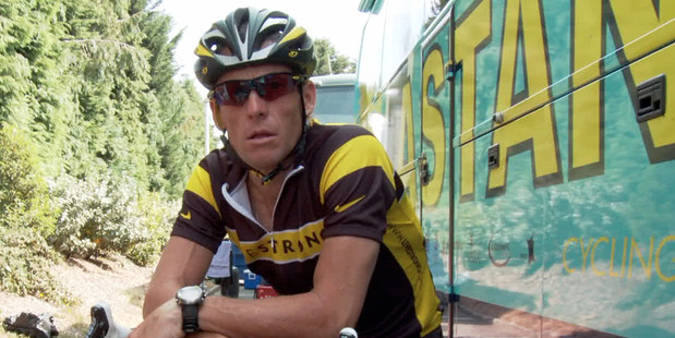 This photo released by courtesy of Sony Pictures Classics shows Lance Armstrong in the documentary film, "The Armstrong Lie."