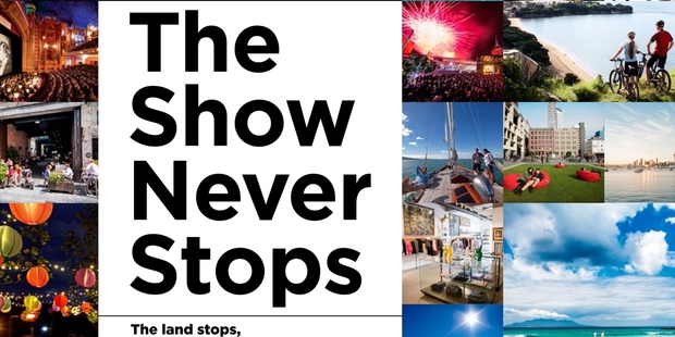 Posters saying "AKL The Show Never Stops" are going up around the city.