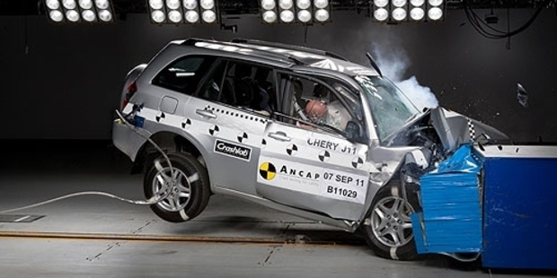 Chery J11 after its ANCAP crash test. It scored a two-star safety rating.