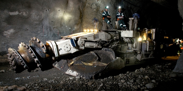 A road header coal-cutting machine in the Pike River mine. Photo / Stewart Nimmo