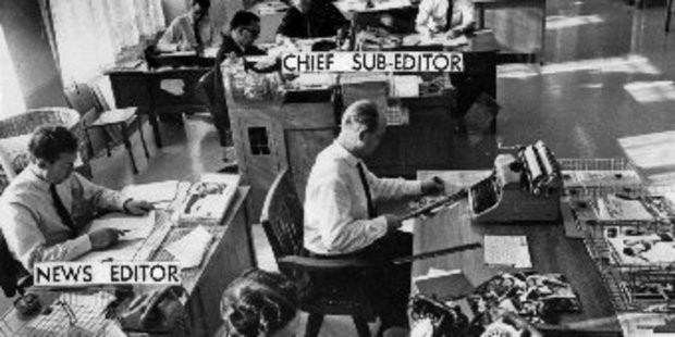 New Zealand Herald staff - helpfully labelled - in 1967.