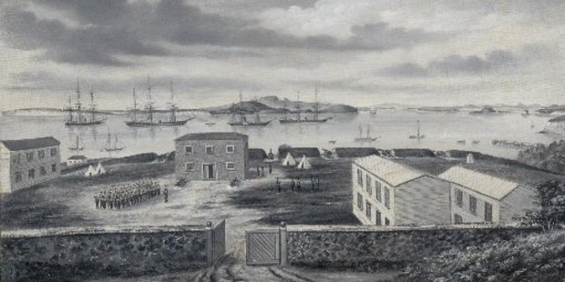 Fort Britomart and the Auckland Harbour, 1863.