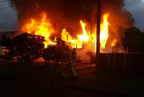 A family home was destroyed Saturday night on Wrigley Rd. Photo / Stephen Parker