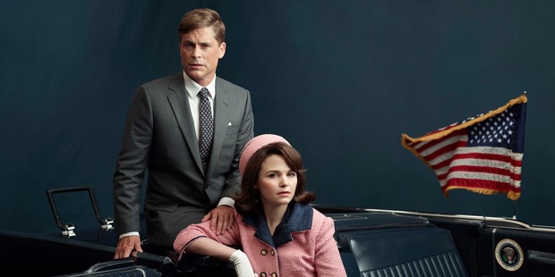 Rob Lowe as President John F. Kennedy and Ginnifer Goodwin as Jackie Kennedy in 'Killing Kennedy'.