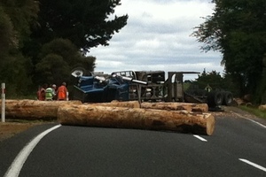 Logging truck crash near Whakatane.