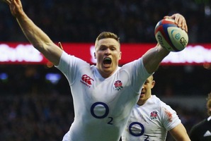 England's Chris Ashton scores in last December's test. Photo / Getty Images