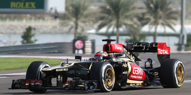 Lotus driver Kimi Raikkonen at the Yas Marina racetrack in Abu Dhabi. Photo / AP