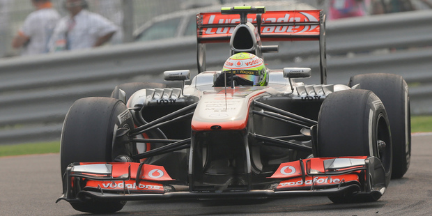 McLaren Mercedes driver Sergio Perez during the Indian Formula One Grand Prix. Photo / AP