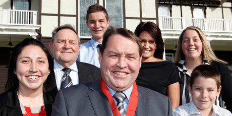 All Blacks coach Steve Hansen with family. Photo / NZH
