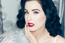 Dita Von Teese models her lingerie range.