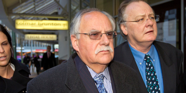 David Ross,left, and a supporter, outside court in Wellington. Photo / Mark Mitchell
