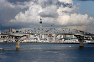 Two lanes of the Auckland Harbour Bridge are closed for the Bike the Bridge event.Photo / Dean Purcell