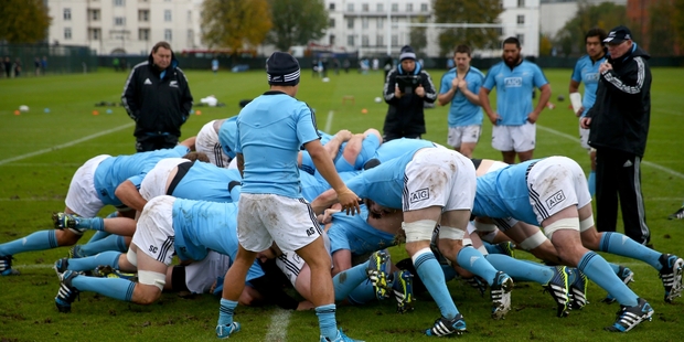 The All Blacks are adapting to the new scrum rules and making constant improvements to their technique in readiness for the match against England. Photo / Getty Images