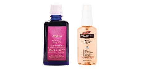 Weleda Wild Rose Body Oil; Palmers Skin Therapy Oil. Photo / Supplied.