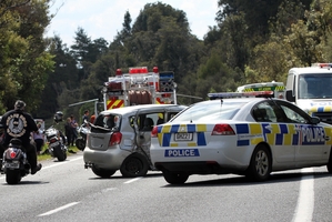 TRAGEDY: The crash scene where a Rotorua motorcyclist was killed instantly. PHOTO/PETER GRANEY GRAN091113003