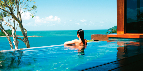 Relaxing at Qualia on Hamilton Island in Queensland.