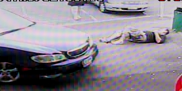 An image from the video of the attack on the man in Hamilton.