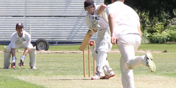 IMPRESSIVE: Hawke's Bay century-maker Seb Langridge faces up to Wairarapa paceman Seth Rance.PHOTO/ANDREW BONALLACK