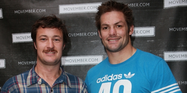 Robert Dunne and Richie McCaw taking part in Movember. Photo / Norrie Montgomery