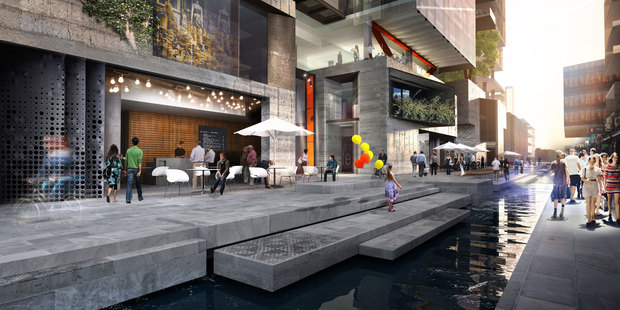 An architect's impression of the new canal planned for Auckland's Wynyard Quarter
