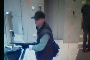 This photo taken from a footage of a security camera and released by Paris police shows the man who opened fire at BFMTV station on Friday. Photo / AP
