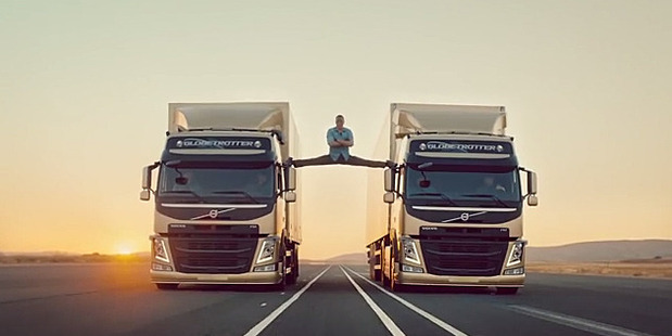 Jean-Claude Van Damme doing his epic splits stunt.