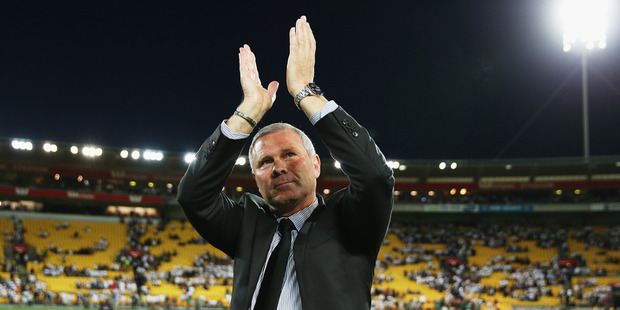 Coach Ricki Herbert of New Zealand thanks the crowd for the final time after losing leg 2 of the FIFA World Cup Qualifier match between the New Zealand All Whites and Mexico. Photo / Getty Images.