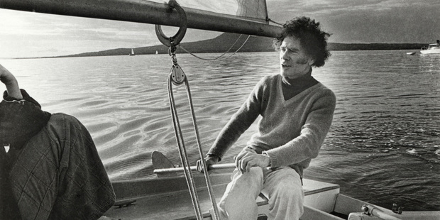 Pat Hanly: Becalmed Off Rangitoto: Pat and friends paddle home (early 80s).