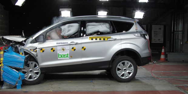 A Ford Kuga goes through a Euro crash test. Photo / Supplied