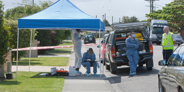 Police at the scene of a sexual attack on an elderly lady in Ikanui Road, Hastings. A man charged in connection with the incident has had his name suppression extended.
