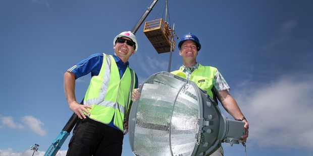 ILLUMINATING: Work to improve the Tauranga Hockey Centre's lights will significantly improve the experience of both players and spectators.PHOTO/ANDREW WARNER