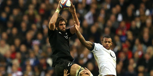 Sam Whitelock was the All Blacks' top jumper with four takes and was also the top tackler. Photo / Getty Images