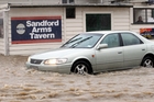 Pub patrons in Ongaonga were in no hurry to go home yesterday as a nearby stream broke its banks.Photo/Paul Taylor Pub patrons in Ongaonga were in no hurry to go home yesterday as a nearby stream broke its banks.Photo/Paul Taylor