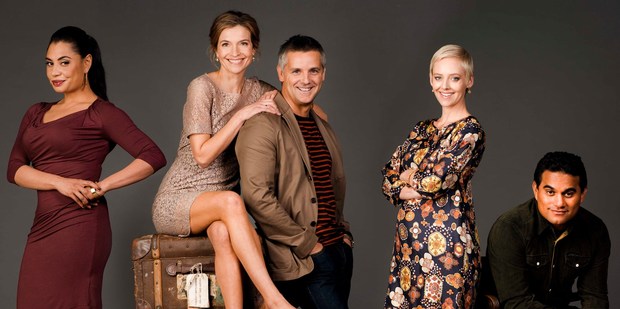 Shane Cortese, centre, with the cast of Nothing Trivial.