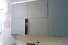 The handles are off the kitchen cupboards and the preparation for the makeover is under way. The handles are off the kitchen cupboards and the preparation for the makeover is under way.
