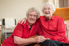 Newly united sisters Merle Coleman (left) and Iris Lonergan found they'd worn the same colours. Photo / Greg Bowker