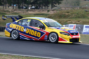 Craig Baird driving the United Video Falcon at Hampton Downs. Photo / Lance Hastie